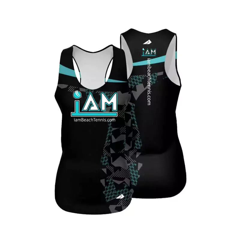 iamBeachTennis 2022/2023 Collection womens beach tennis top in black and blue.