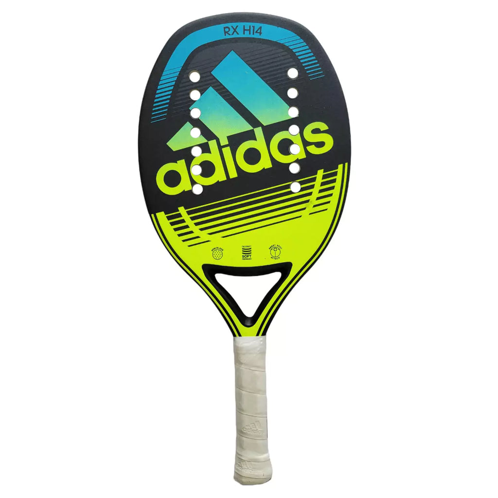 i am beach tennis depot Shop - Adidas Brand year 2022 BT paddle. The Racket model is a Adidas BT RX 3.1 H14 Intermediate Beach Tennis racket - vertical orientation view of the racket/ raquete.