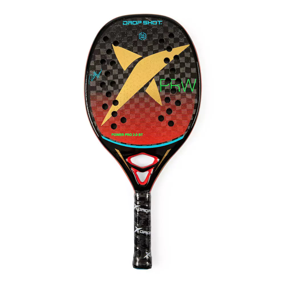 iamBeachTennis Miami Shop - Drop Shot Beach Tennis Paddle, year 2022. The racquet model is a Drop Shot POWER PRO 2.0 BT Advanced/Professional beach tennis racket / raquete. Vertical view of the racket / raquet.