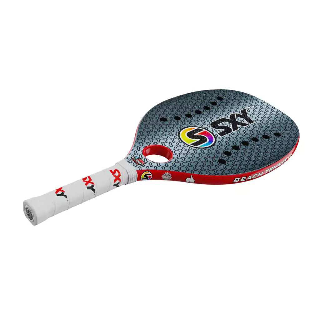 iam beachtennis online wharehouse store - Sexy Brand Beach Tennis Paddles - Racket model is Sexy Gray Hex GT a Beginner / Intermediate beach tennis racket/racchetta. Raquet/Raquete is in a flat right orientation