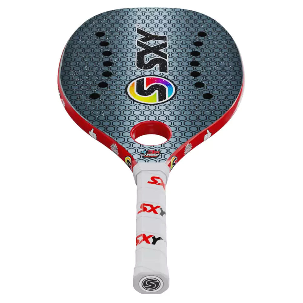 iambeachtennis presents - Sexy Brand Beach Tennis Paddles - Racket model is Sexy Gray Hex GT a Beginner / Intermediate beach tennis racket/racchetta. Raquet/Raquete is in a flat orientation