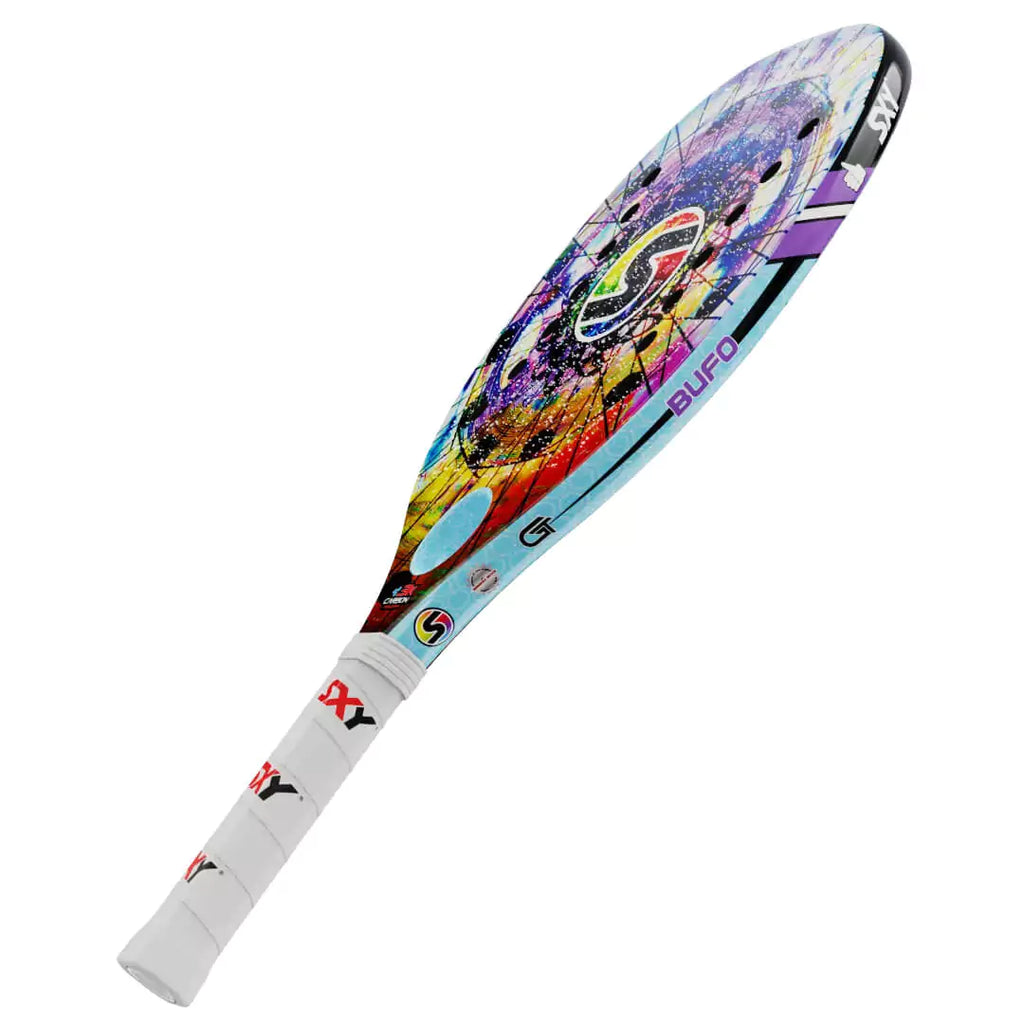 iambeachtennis presents - Sexy Brand Beach Tennis Paddles - Racket model is SXY Special Edition 3K Carbon Bufo GT beach tennis racket/racchetta. Raquet/Raquete is in a flat orientation