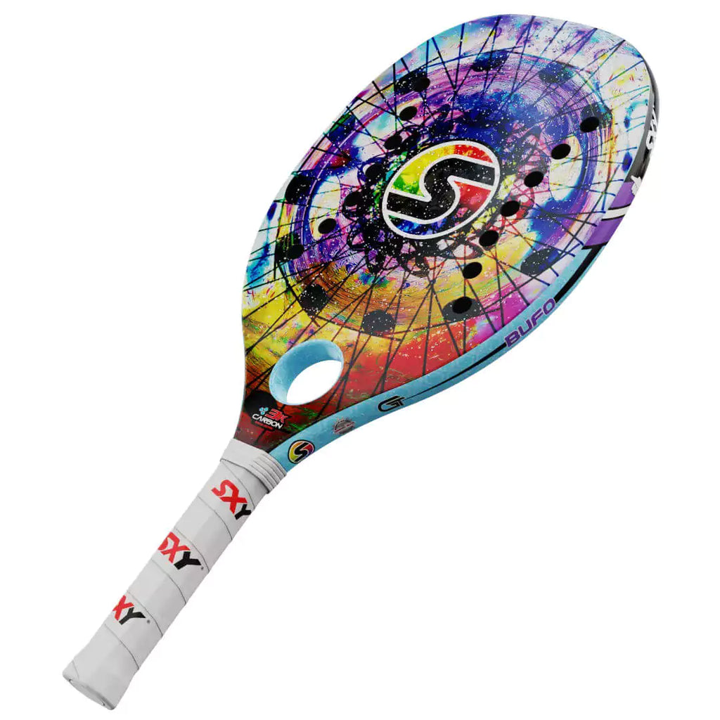 iambeachtennis a miami based store/shop presents - Sexy Beach Tennis Brand - Racket model is SXY Special Edition 3K Carbon Bufo GT an advanced/professional beach tennis racket/racchetta. Raquet/Raquete is in a right facing orientation