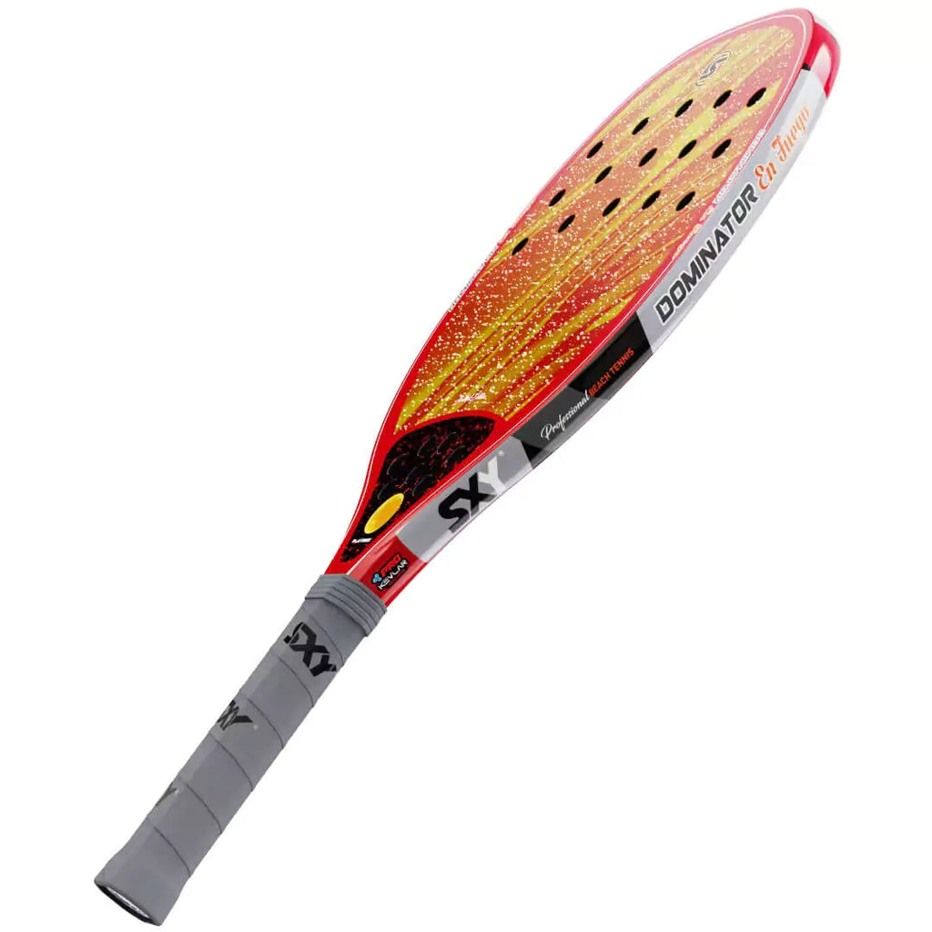 iambeachtennis presents - Sexy Brand Beach Tennis Paddles - Racket model is SEXY DOMINATOR "En Fuego" beach tennis racket/racchetta. Raquet/Raquete is in a flat orientation