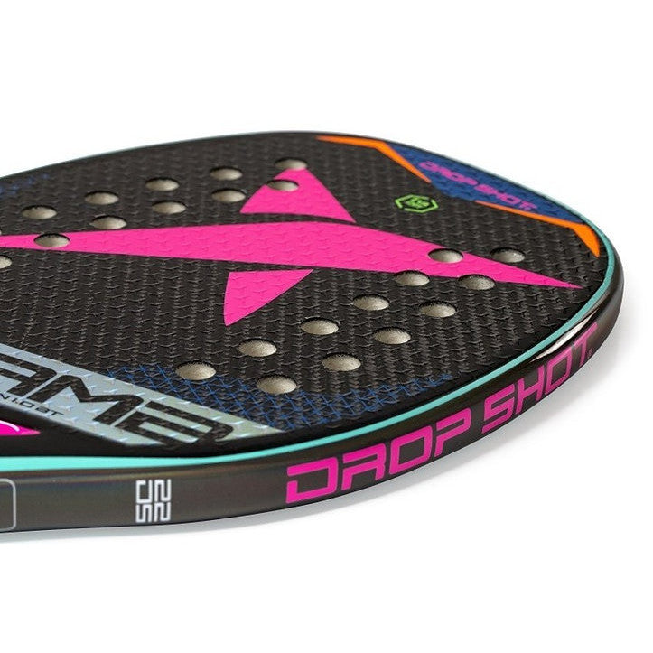 iambeachtennis miami Store - Drop Shot Sports Brand year 2021 BT paddle. The Racket model is a Drop Shot YUKON 1.0 BT Advanced/Professional Advanced/Professional Beach Tennis racket - face view of the racket / Racquet. 