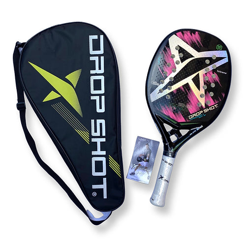 Shop i am Beach Tennis Depot Store - Drop Shot Beach Tennis Paddle, year 2023. The racquet model is a Drop Shot CONQUEROR 11 SOFT BT Advanced/Professional beach tennis racket / raquete. Racket / raquet and paddle cover.