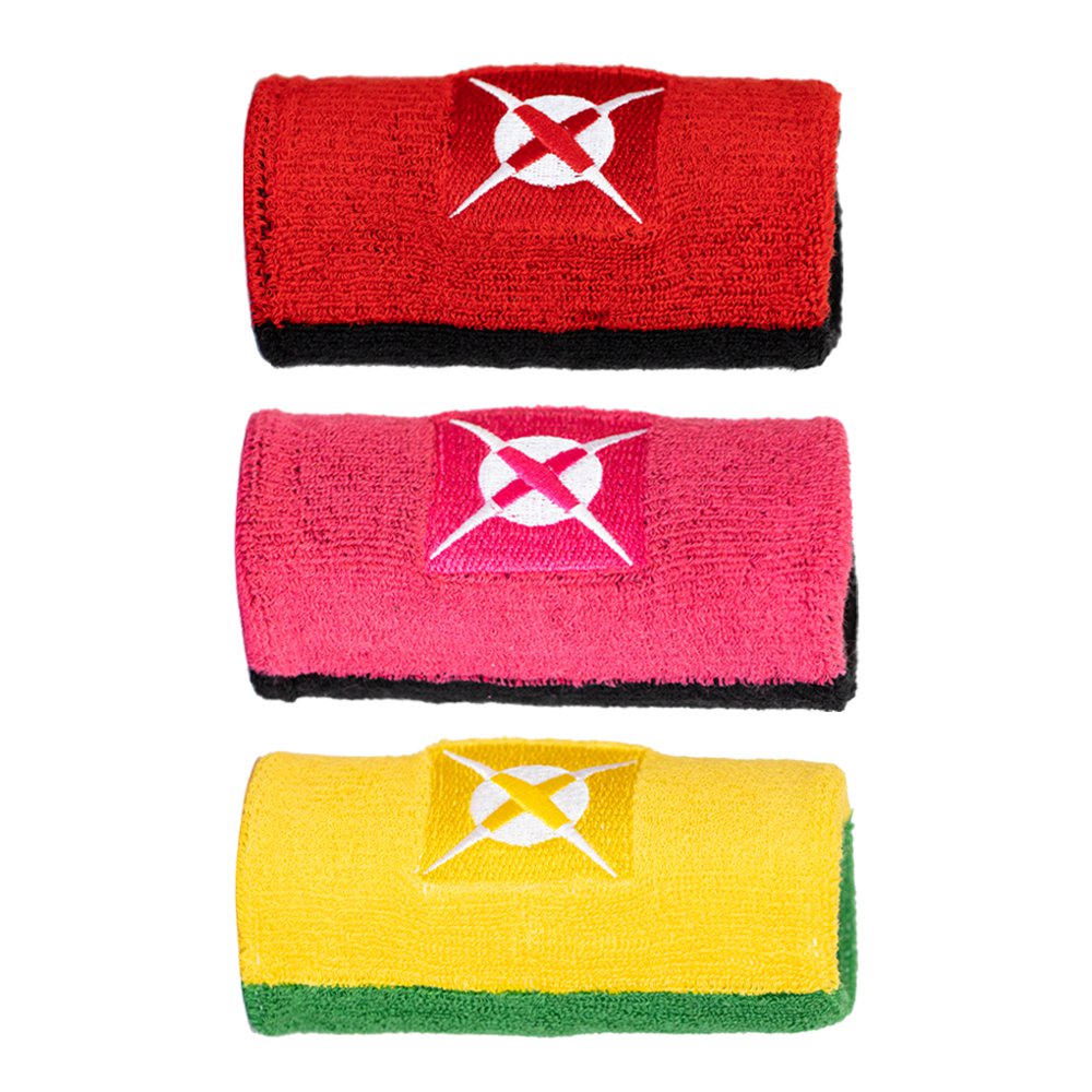 iambeachtennis shop wristbands - Heroes Beach Tennis Bicolor Cotton wristband/cuff in pink and black, red and black, yellow and green.