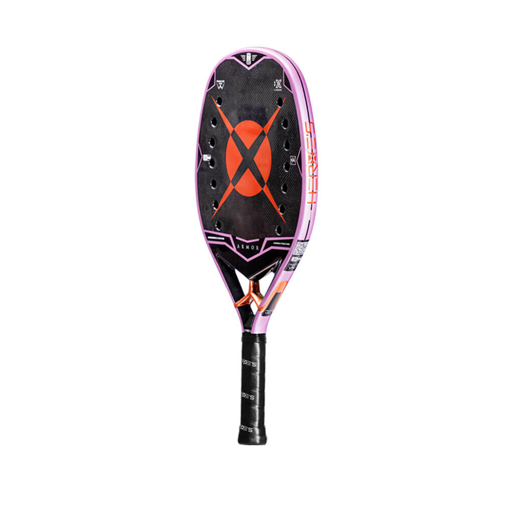 iambeachtennis a miami based store/shop presents - Heroes Beach Tennis Brand - Racket model is Heroes ARMOR 2023 an advanced/professional beach tennis racket/racchetta.  Raquet/Raquete side Face.