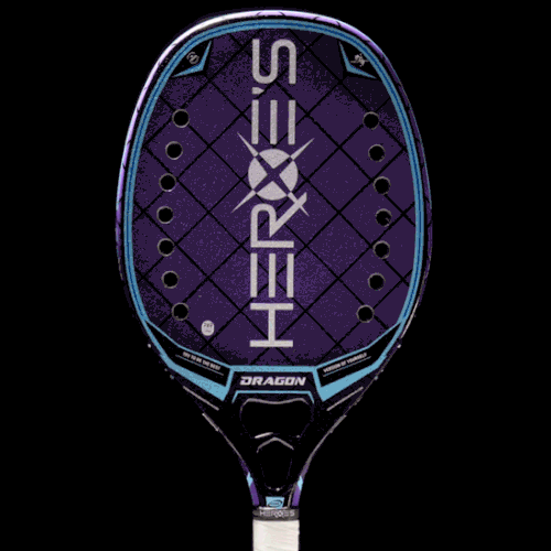 iambeachtennis BT depot boutuque store/Shop - Heroes Beach Tennis Brand year 2022 BT paddle. The Racket model is a Heroes Dragon 2022 Advanced/Professional Beach Tennis racket - 360 degree view of the racket/ raquete
