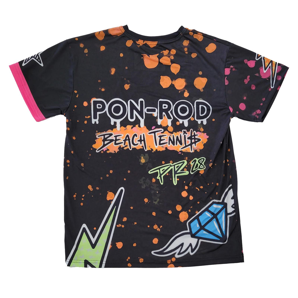 Shop i am beach tennis, PON ROD Beach Tennis Brand Men's Black Beach Tennis T-shirt,  tee , back of shirt.
