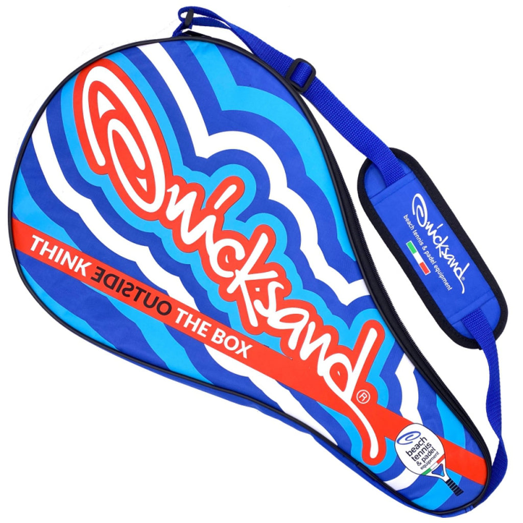 iamBeachTennis Miami Shop - Quicksand Beach Tennis Paddle, year 2022. The racquet model is a Quicksand Ninja Star Advanced/Professional beach tennis racket / raquete cover bag. Vertical flat view of the racket / raquet / racchetta cover bag.