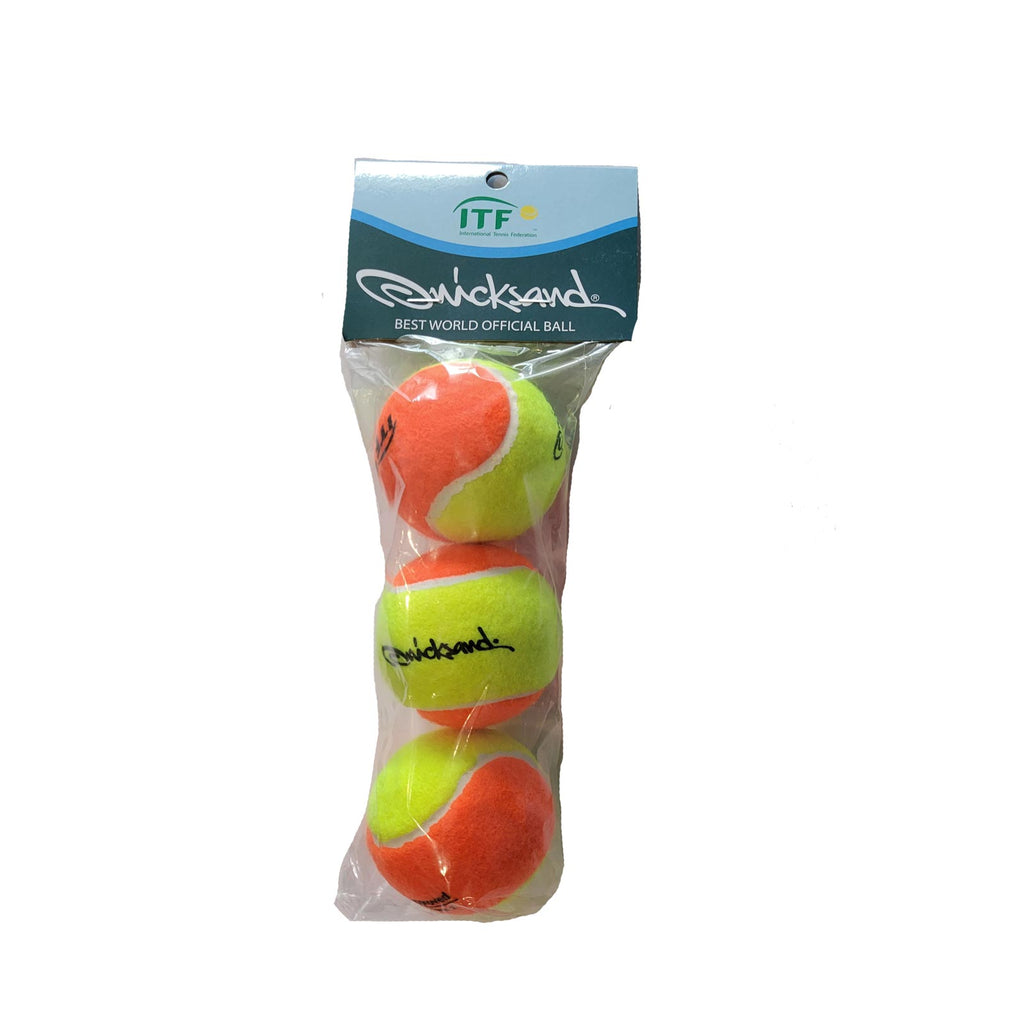 Shop Beach Tennis Balls at iambeachtennis store - Quicksand Beach Tennis stage 2 yellow/orange beach tennis ball. ITF approved. 3 pack