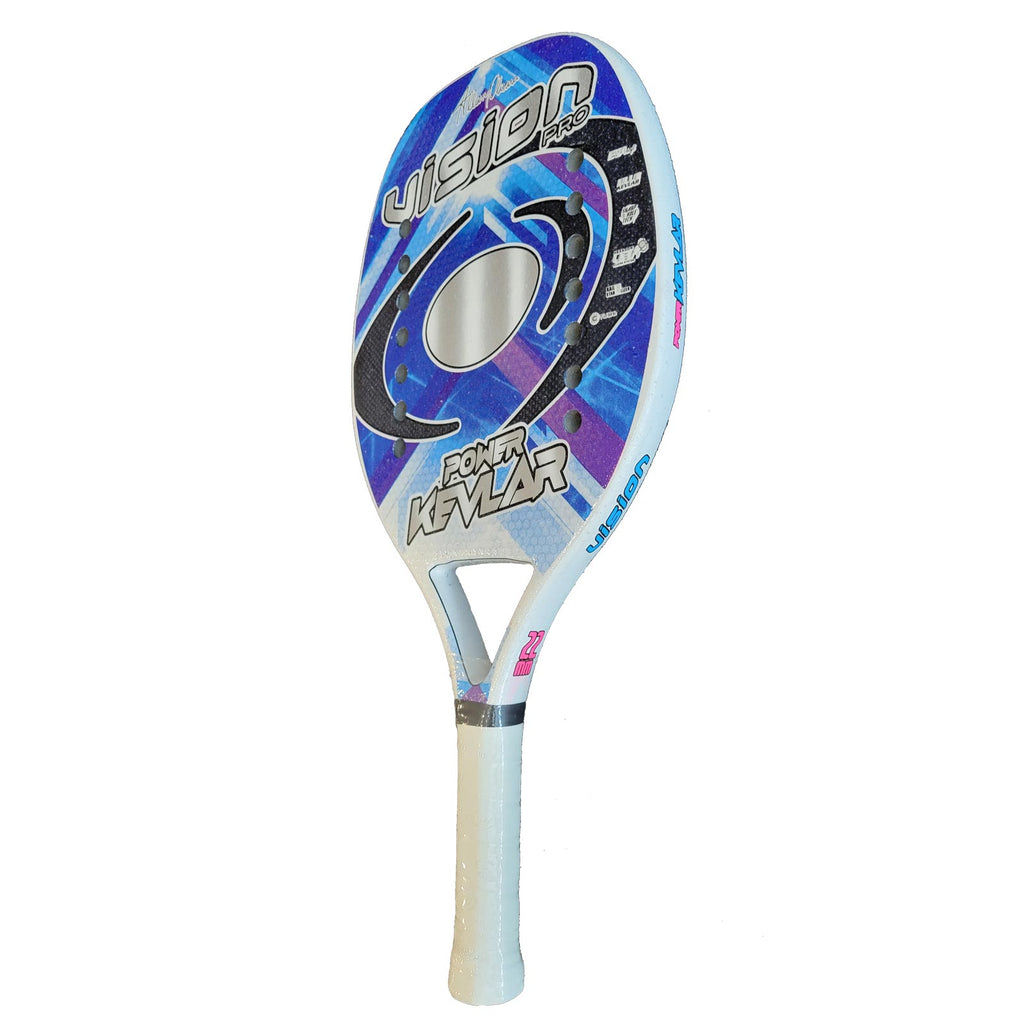 iambeachtennis BT Store -  beach tennis racket for sale, brand Vision Beach Tennis, racket  model Vision Power Kevlar 2022 advanced/professional beach tennis  Paddle - - Side orientation view of the racket/ raquete. 