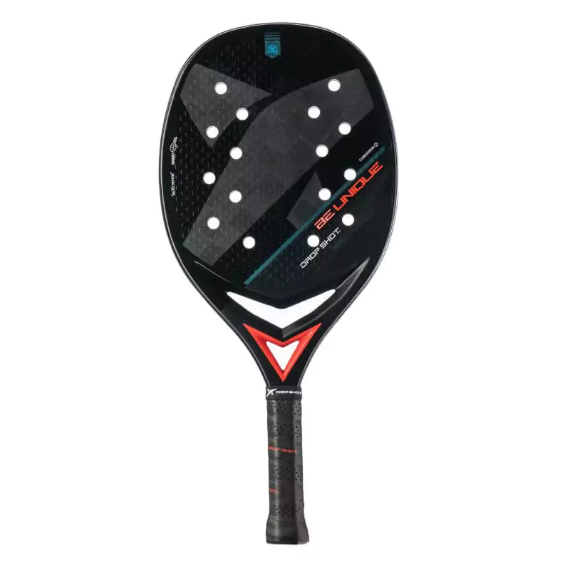 iamBeachTennis Miami Shop - Drop Shot Beach Tennis Paddle, year 2023. The racquet model is a Drop Shot BRONCO BT Advanced/Professional beach tennis racket / raquete. Vertical view of the racket / raquet.