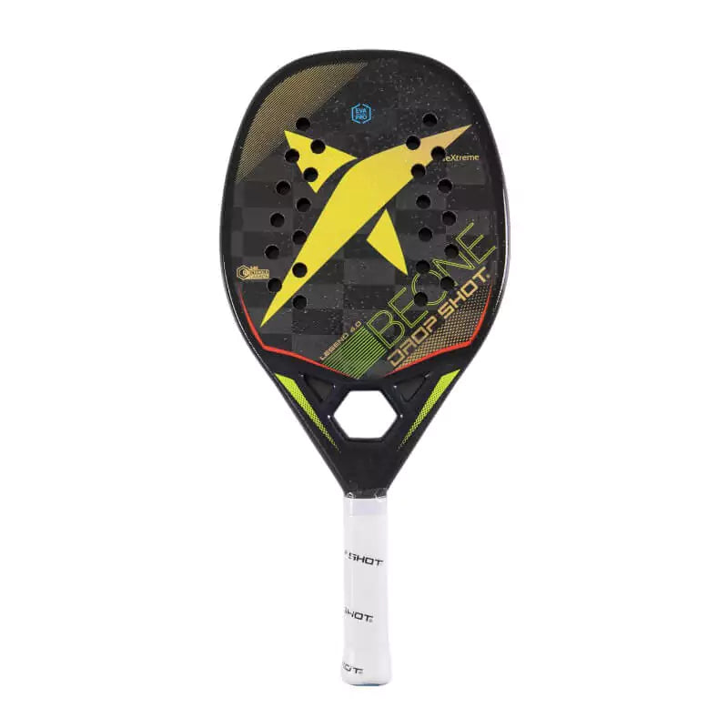 iamBeachTennis Miami Shop - Drop Shot Beach Tennis Paddle, year 2023. The racquet model is a Drop Shot LEGEND 4.0  BT Advanced/Professional beach tennis racket / raquete. Vertical view of the racket / raquet.