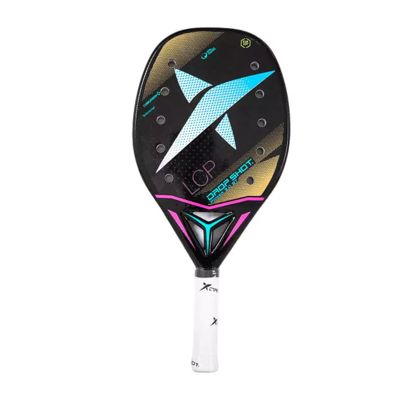 iamBeachTennis Miami Shop - Drop Shot Beach Tennis Paddle, year 2023. The racquet model is a Drop Shot POWER 3.0 BT Advanced/Professional beach tennis racket / raquete. Vertical view of the racket / raquet.