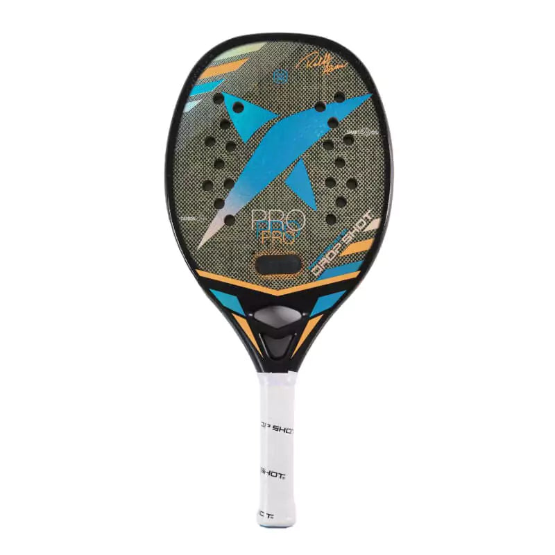 iamBeachTennis Miami Shop - Drop Shot Beach Tennis Paddle, year 2023. The racquet model is a Drop Shot POWER PRO 3.0 BT Advanced/Professional beach tennis racket / raquete. Vertical view of the racket / raquet.