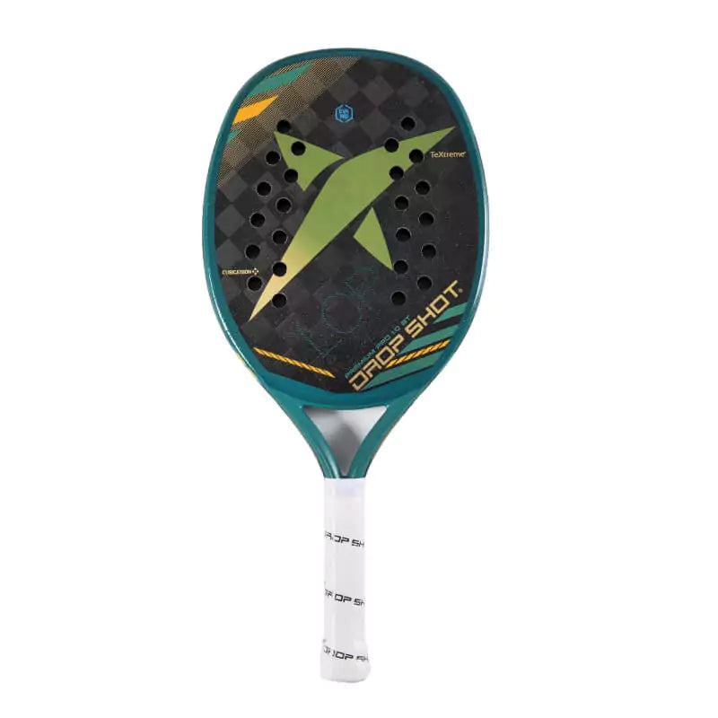 iamBeachTennis Miami Shop - Drop Shot Beach Tennis Paddle, year 2023. The racquet model is a Drop Shot PREMIUM PRO 2.0 BT Advanced/Professional beach tennis racket / raquete. Vertical view of the racket / raquet.