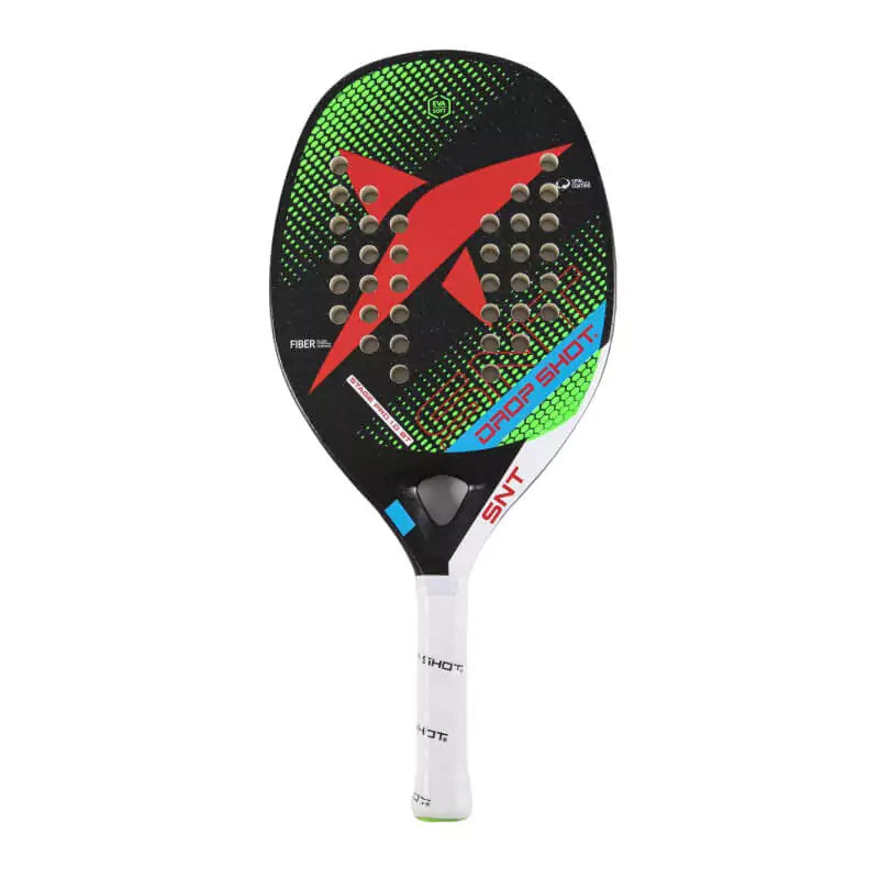 iamBeachTennis Miami Shop - Drop Shot Beach Tennis Paddle, year 2023. The racquet model is a Drop Shot STAGE PRO 1.0 BT Beginner/Intermediate beach tennis racket / raquete. Vertical view of the racket / raquet.