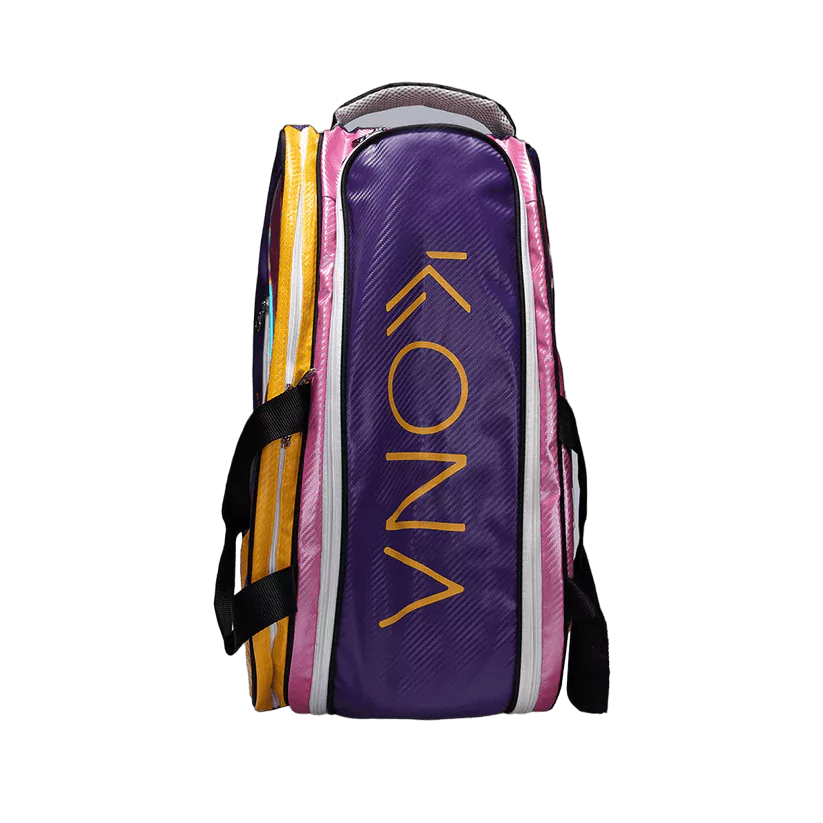 i am beach tennis boutique Store a Division of iamRacketSports - Shop Kona Beach Tennis Brand year 2023 BT paddle/Racket Bags. The Racket bag model is a Kona COLORS Beach Tennis racket bag - vertical/standing orientation front view of the racket/ raquete bag.